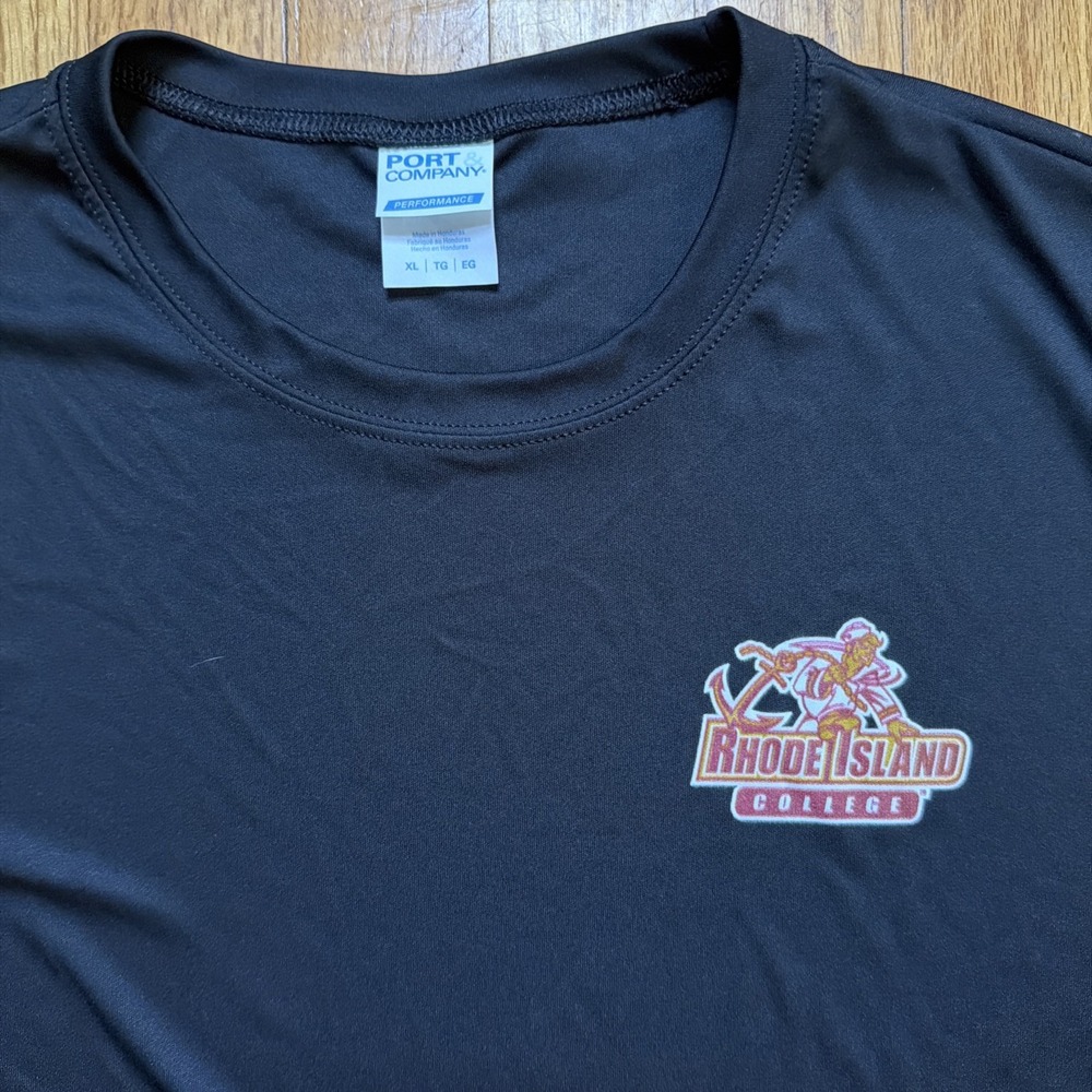 Rhode Island College Port & Co Performance Tee Shirt Adult XL RIC Stretch Black